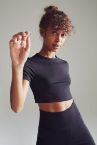 Bisiklet Yaka Slim Fit Crop Spor Tişört