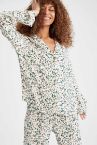 Fall In Love Regular Fit Gömlek Yaka Desenli Pijama Üstü
