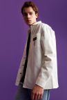 Oversize Fit Cep ve Sırt Baskılı Uzun Kollu Gabardin Gömlek
