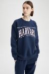 Coool Harvard University Lisanslı Oversize Fit Bisiklet Yaka Uzun Kollu Sweatshirt