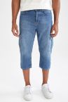 Regular Fit Kargo Cepli Bermuda Jean Şort