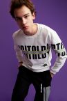 Coool Regular Fit Bisiklet Yaka Baskılı İçi Yumuşak Tüylü Uzun Kollu Sweatshirt