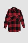 Retro Ekoseli Kapaklı Cepli Oversize Fit Büyük Beden Flanel Oduncu Gömlek Tunik