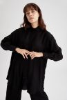 Ovrsize Fit Basic Dokuma Gömlek Tunik