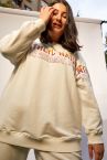 Oversize Fit Bisiklet Yaka Büyük Beden Sweatshirt