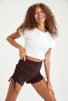 Yandan İp Detaylı Relax Fit Mini Şort
