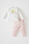 Kız Bebek Güneş ve Arı Baskılı Uzun Kollu Pijama Takımı