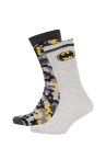 Erkek Batman Lisanslı Pamuklu 2'li Uzun Çorap
