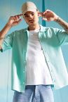 Oversize Fit Basic Kısa Kollu Gömlek