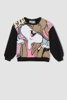 Kız Çocuk Looney Tunes Lisanslı Regular Fit Bisiklet Yaka Sweatshirt