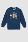Erkek Çocuk Kral Şakir Lisanslı Relax Fit Bisiklet Yaka Sırt Baskılı Sweatshirt