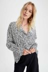Leopar Desenli Oversize Fit Uzun Kollu Gömlek Tunik
