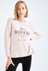 Slogan Baskılı Relax Fit Uzun Kollu Tişört
