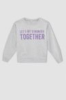 Kız Çocuk Relax Fit Baskılı Bisiklet Yaka Geri Dönüşümlü Kalın Sweatshirt Kumaşı Sweatshirt