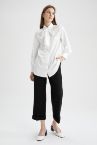 Regular Fit Geniş Duble Paça Crop Fit Pantolon