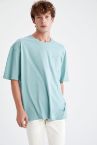 Oversize Fit Bisiklet Yaka Basic Kısa Kollu Pamuklu Penye Tişört