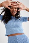 Polo Yaka Slim Fit Crop Triko Tişört