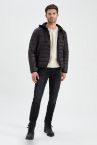 Regular Fit Çıkarılabilir Kapüşonlu Su İtici Mont
