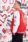 Oversize Fit Kolej Yaka Aplikeli Renk Bloklu Bomber Kolej Mont