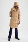Oversize Fit Dik Yaka Dolgulu Şişme Uzun Mont Parka