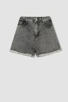 Kız Çocuk Mom Fit Paça Katlama Detaylı Jean Şort