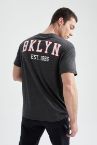 Regular Fit Bisiklet Yaka Baskılı Tişört