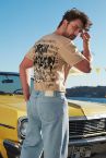 Oversize Fit Bisiklet Yaka Baskılı Tişört