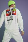 Oversize Bisiklet Yaka Slogan Desenli Uzun Kollu Sweatshirt