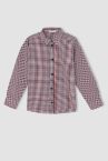 Erkek Çocuk Regular Fit Kareli Uzun Kollu Poplin Gömlek