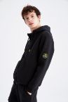 Regular Fit Kapüşonlu Uzun Kollu Kalın Sweatshirt Kumaşı Hırka