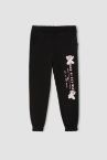 Kız Çocuk Jogger Standart Fit Ayıcık Baskılı Geri Dönüşümlü Kalın Sweatshirt Kumaşı Eşofman Alt