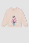 Kız Çocuk Kalın Kumaş Regular Fit Bisiklet Yaka Sweatshirt