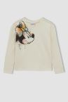 Kız Çocuk Disney Mickey & Minnie Lisanslı Crop Bisiklet Yaka Uzun Kollu Body