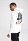 Defacto Fit Regular Fit Kapüşonlu Sırt Baskılı Kanguru Cepli Uzun Kollu Sweatshirt