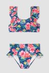 Kız Çocuk Çiçek Desenli Esnek Bikini Takımı