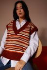 Oversize Fit V Yaka Desenli Triko Süveter