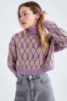 Coool Crop Balıkçı Yaka Jakarlı Pullover