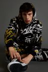 Oversize Fit Kapüşonlu Baskılı Uzun Kollu İçi Yumuşak Tüylü Sweatshirt