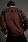 Oversize Fit Bisiklet Yaka Sırt Baskılı Uzun Kollu İçi Yumuşak Tüylü Sweatshirt