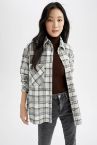 Regular Fit Ekose Desenli Cep Detaylı Flanel Oduncu Gömlek Tunik