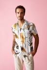 Modern Fit Polo Yaka Baskılı Poplin Kısa Kollu Gömlek