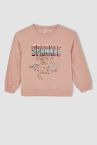 Kız Çocuk Regular Fit Bisiklet Yaka Unicorn Baskılı İçi Yumuşak Tüylü Sweatshirt