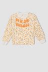 Kız Çocuk Relax Fit Bisiklet Yaka Çiçek Desenli Sweatshirt