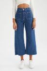 Culotte Fit Yüksek Bel Jean Pantolon