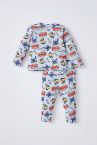 Erkek Bebek İş Makinası Desenli Uzun Kollu Pamuklu Pijama Takım
