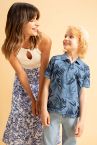 Erkek Çocuk Regular Fit Floral Desenli Kısa Kollu Polo Tişört