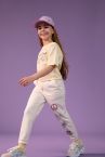 Kız Çocuk Regular Fit Baskılı Cep Detaylı Kalın Sweatshirt Kumaşı Eşofman Alt