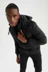 Slim Fit Kapüşonlu Rüzgar Geçirmez Çıkarılabilir Kapüşonlu Puffer Şişme Mont