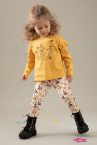 Kız Bebek Regular Fit Çiçek Desenli Pamuklu Uzun Kollu Tişört Uzun Tayt Takım