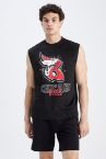 Defacto Fit NBA Chicago Bulls Lisanslı Oversize Fit Bisiklet Yaka Kolsuz Tişört